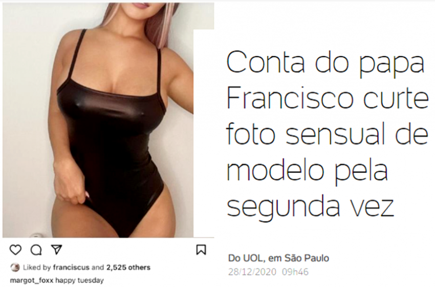  Conta do Papa Francisco curte foto sensual de modelo pela segunda vez