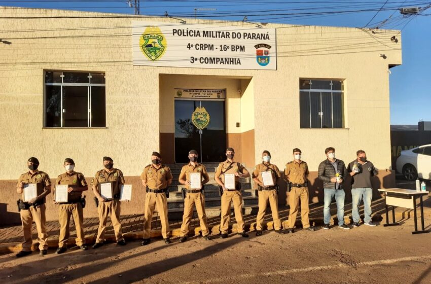  16º BPM realiza homenagem à policiais da 3ª Cia de Pitanga que se destacaram no serviço policial