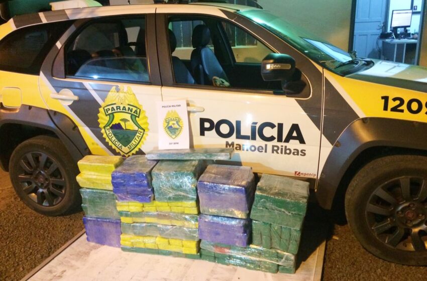  Polícia Militar apreende veículo com 125 quilos de maconha em Manoel Ribas. O condutor de 33 anos foi preso