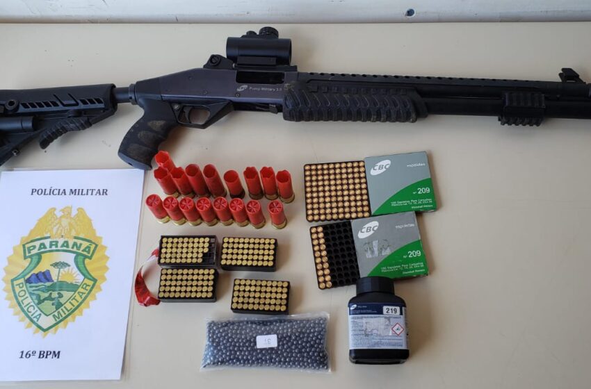  Armas e munições foram apreendidas pela PM no interior de Santa Maria do Oeste