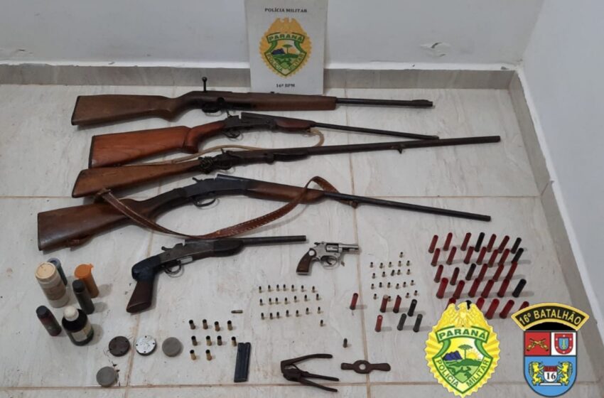  Seis armas de fogo ilegais foram apreendidas pela Polícia Militar de Pitanga