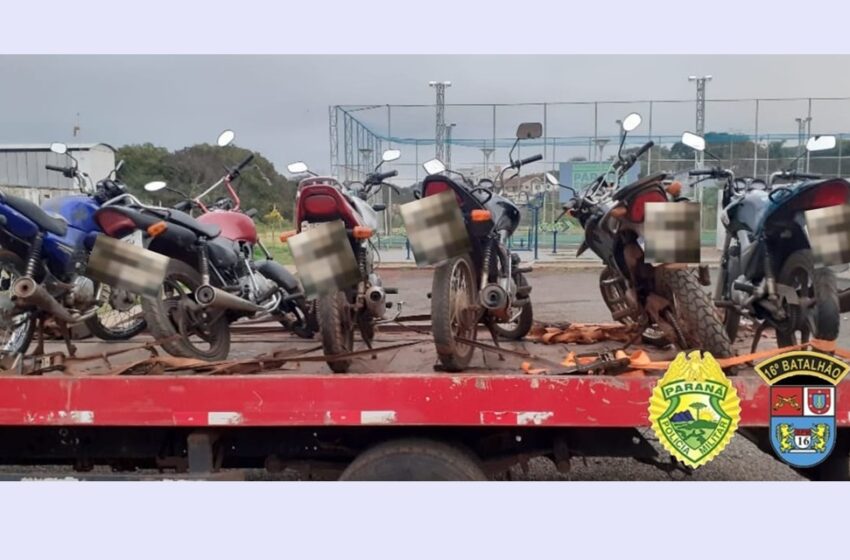  Blitz da PM em Pitanga resultou em seis motos com débitos recolhidas. Quatro delas, os condutores não possuem habilitação